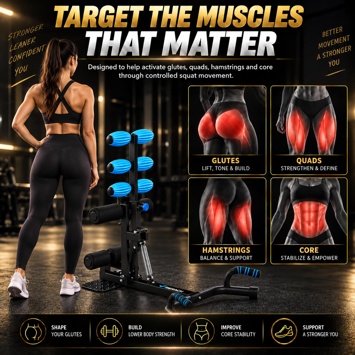 3-in-1 Ultimate Deep Squat & Glute Machine